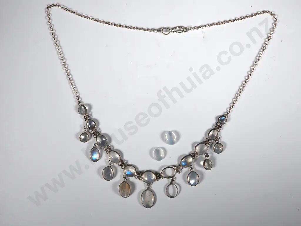 Vintage Moonstone Necklace. Two Moonstones Dislodged but in the Packet Image 1++