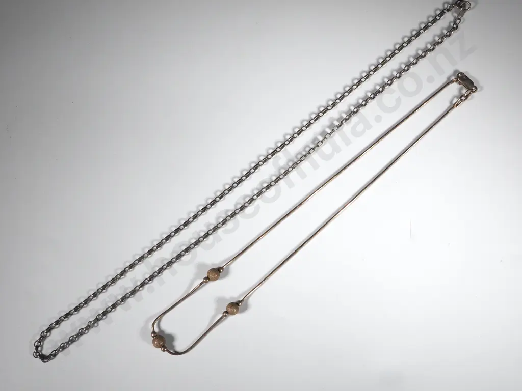 Sterling Silver Snake Chain Interspersed with Three Balls Together With Another Sterling Chain Image 1++
