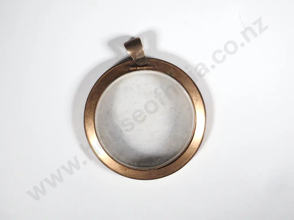Large Glass Circular Pendant  Locket With Gold Tone Surround Image 1++