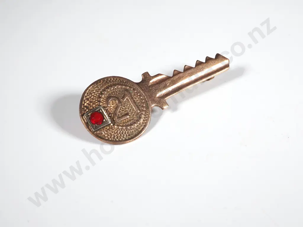9ct Gold 21st Key Brooch Image 1++