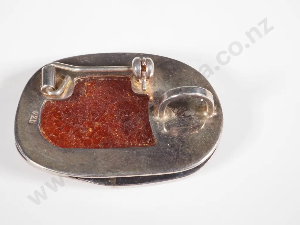 Sterling Silver & Amber Pendant/ Brooch & Gold Mounted Amber Pendant Image 1++