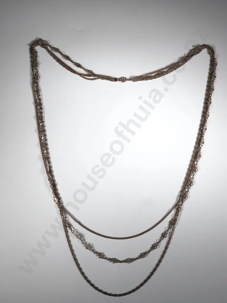 Three Chain Silver Necklace (untested) Image 1++
