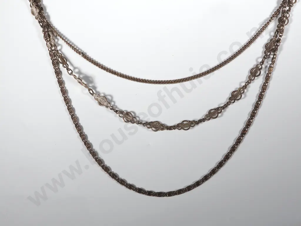 Three Chain Silver Necklace (untested) Image 1++