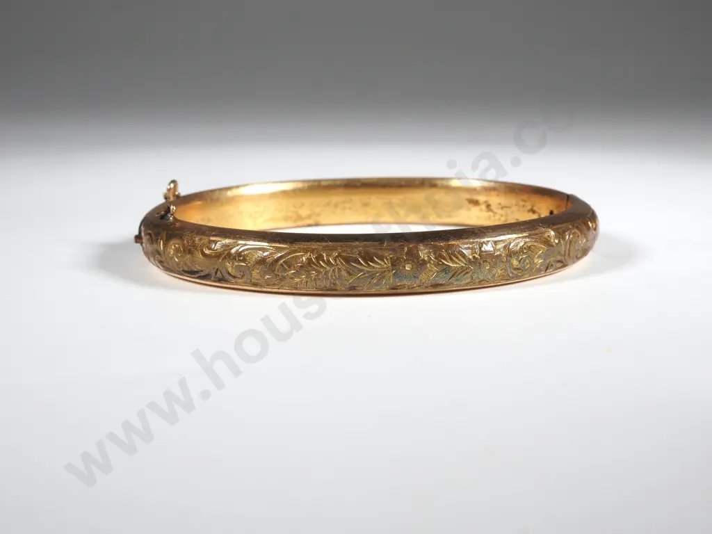 Silver Gilt Snap Bracelet w Engraved Decoration  Image 1++