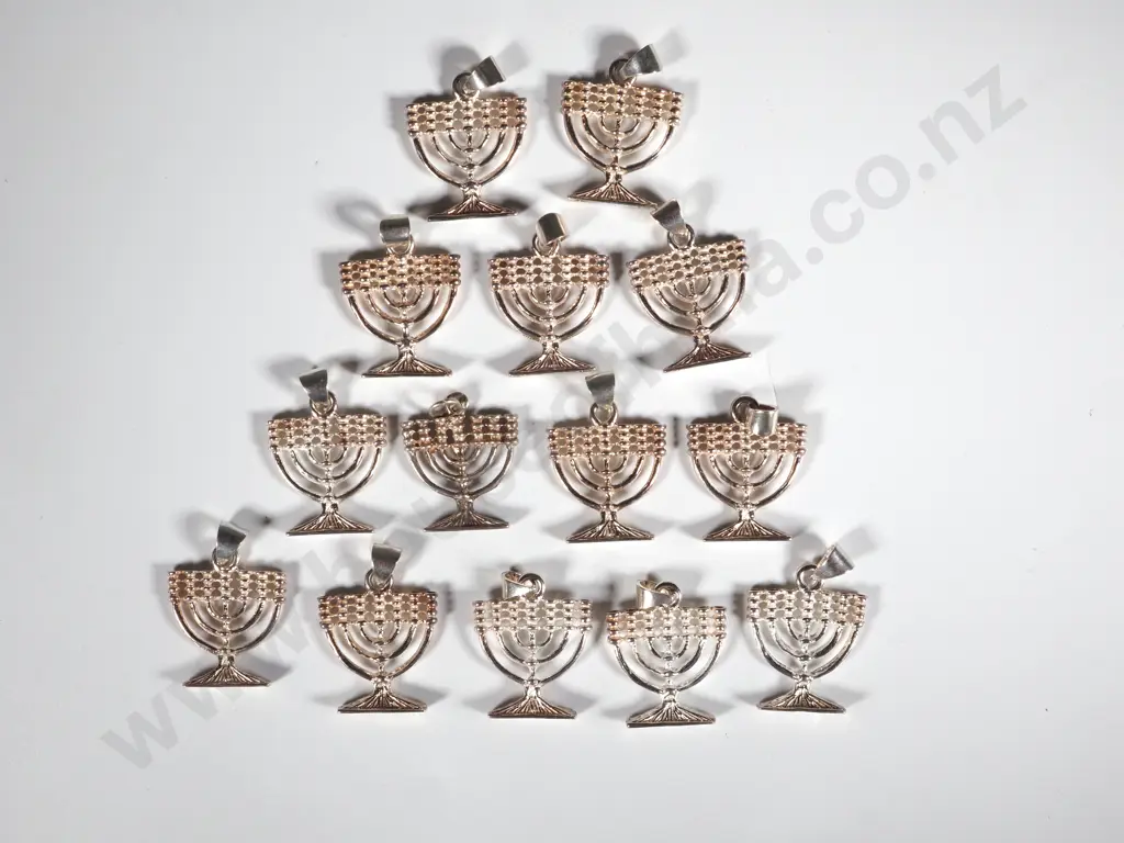 Thirteen Sterling Silver Menorahs or hanukkiah Pendants or Charms  Image 1++