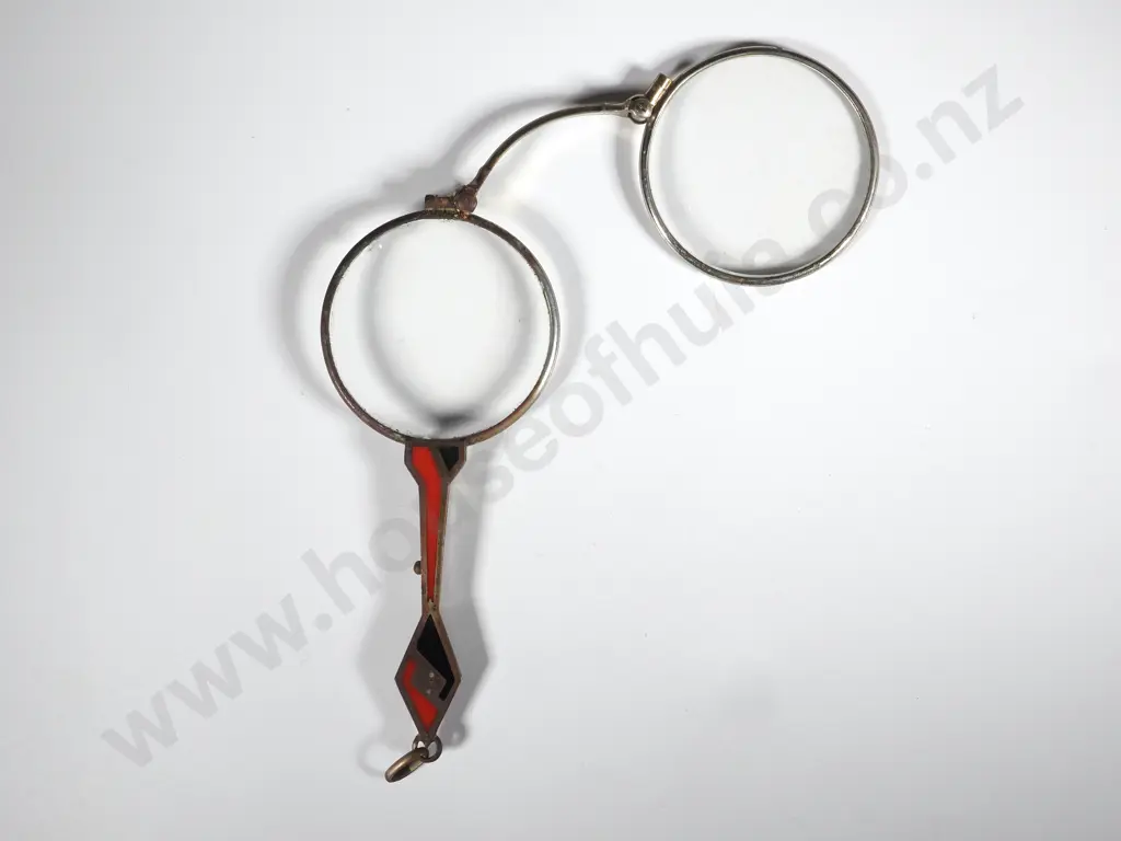 Art Deco Red & Black Enamel Lorgnette Image 1++