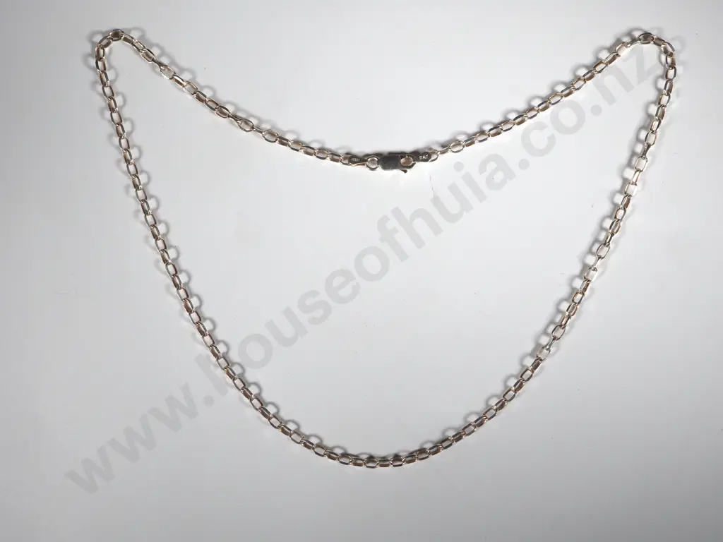 Sterling Silver Flat LInk  Belcher Necklace  Image 1++
