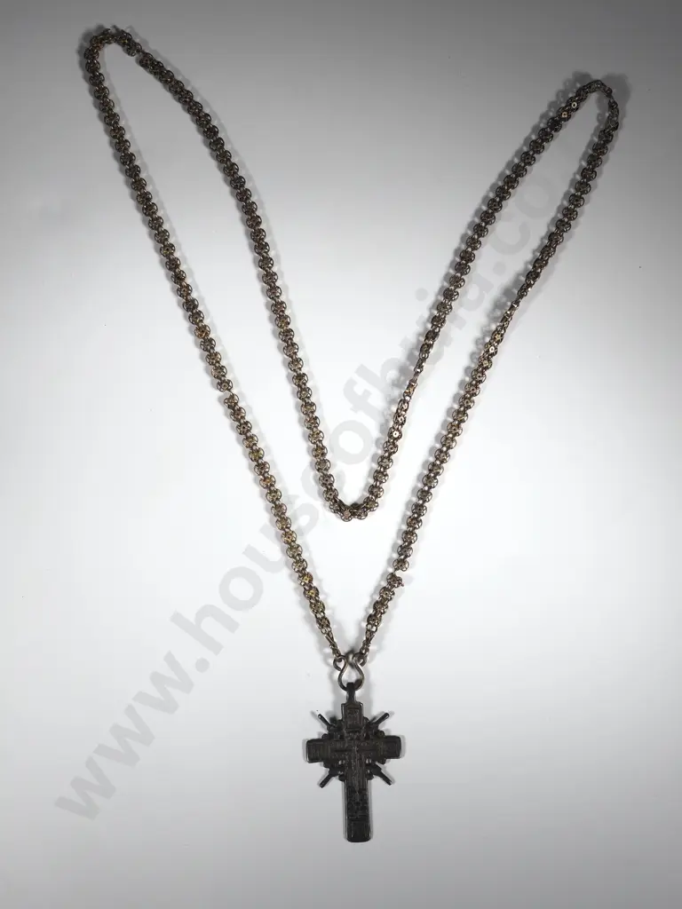 Intricate Filigree  Mesh Chain with Celtic   Metal Cross Pendant  Image 1++