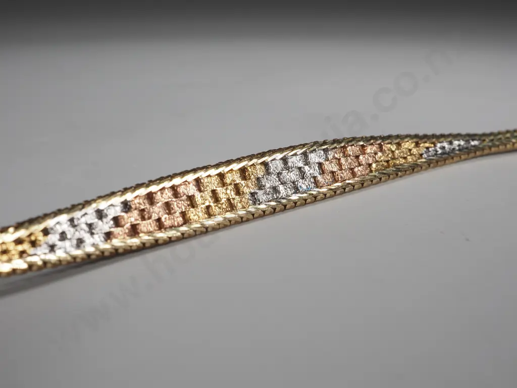 Sterling Silver Italian Three Colour Bracelet Image 1++