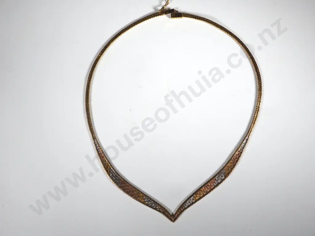 Sterling Silver Italian Three Colour Necklace Image 1++