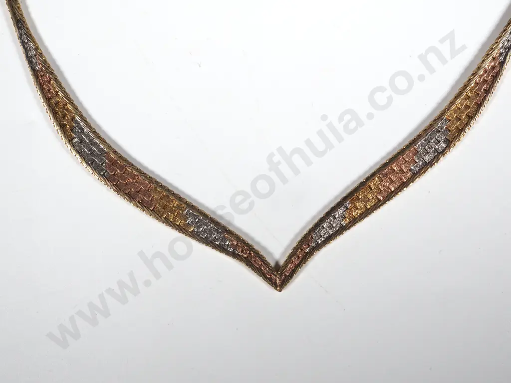 Sterling Silver Italian Three Colour Necklace Image 1++