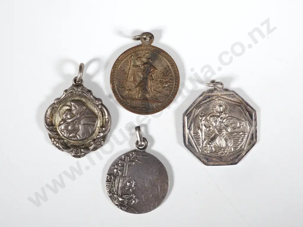 Five Sterling Silver Medallions Including Three St Christopher  Image 1++