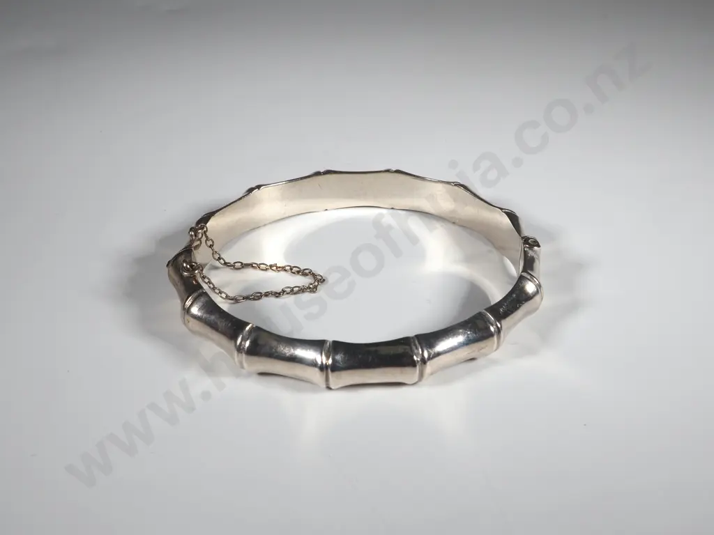 Sterling Silver Bamboo Hinged Bracelet Image 1++