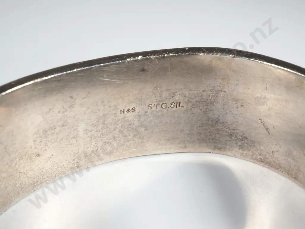 Sterling silver Hinged Bangle. w Engraved Detail  A/F  Image 1++