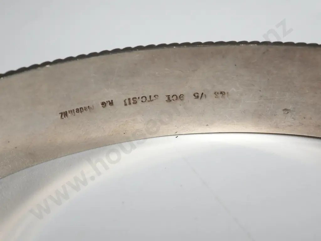 Sterling Silver Gilt Lined Bangle w Safety Chain & Set w Blue Stones Image 1++