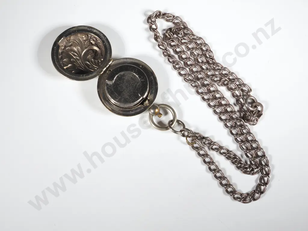 Embossed White Metal Sovereign Case & Chain Image 1++
