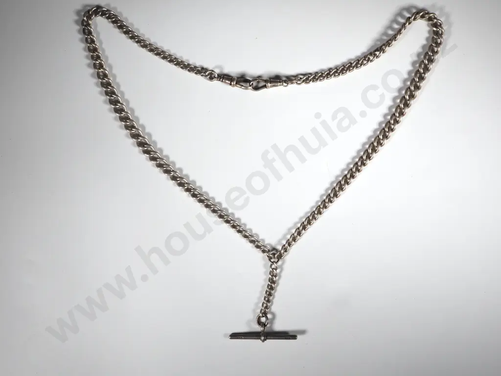 Sterling Silver Watch Chain with T Bar  Image 1++