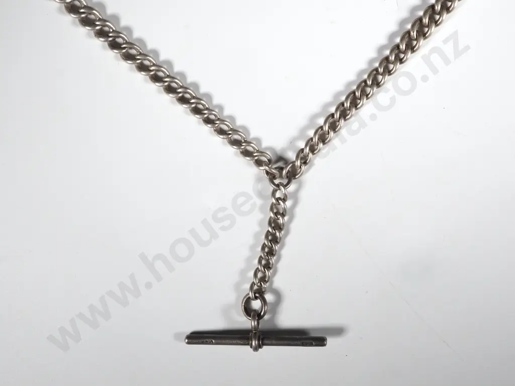 Sterling Silver Watch Chain with T Bar  Image 1++