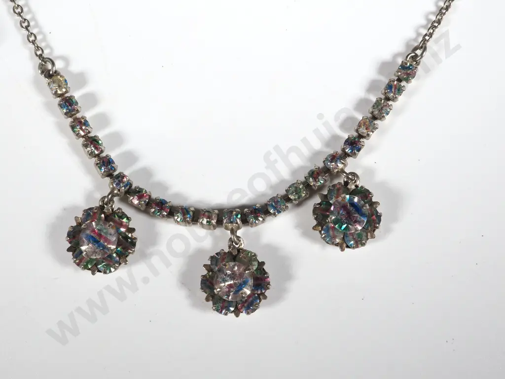 Graduated Crystal Necklace & a Multi Coloured Toumaline Choker Necklace Image 1++