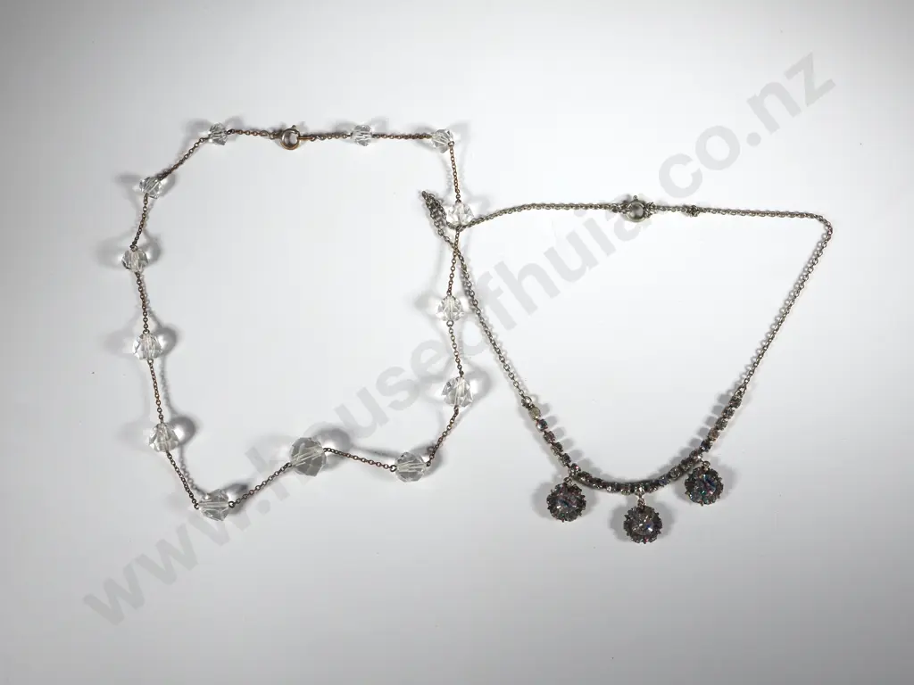 Graduated Crystal Necklace & a Multi Coloured Toumaline Choker Necklace Image 1++