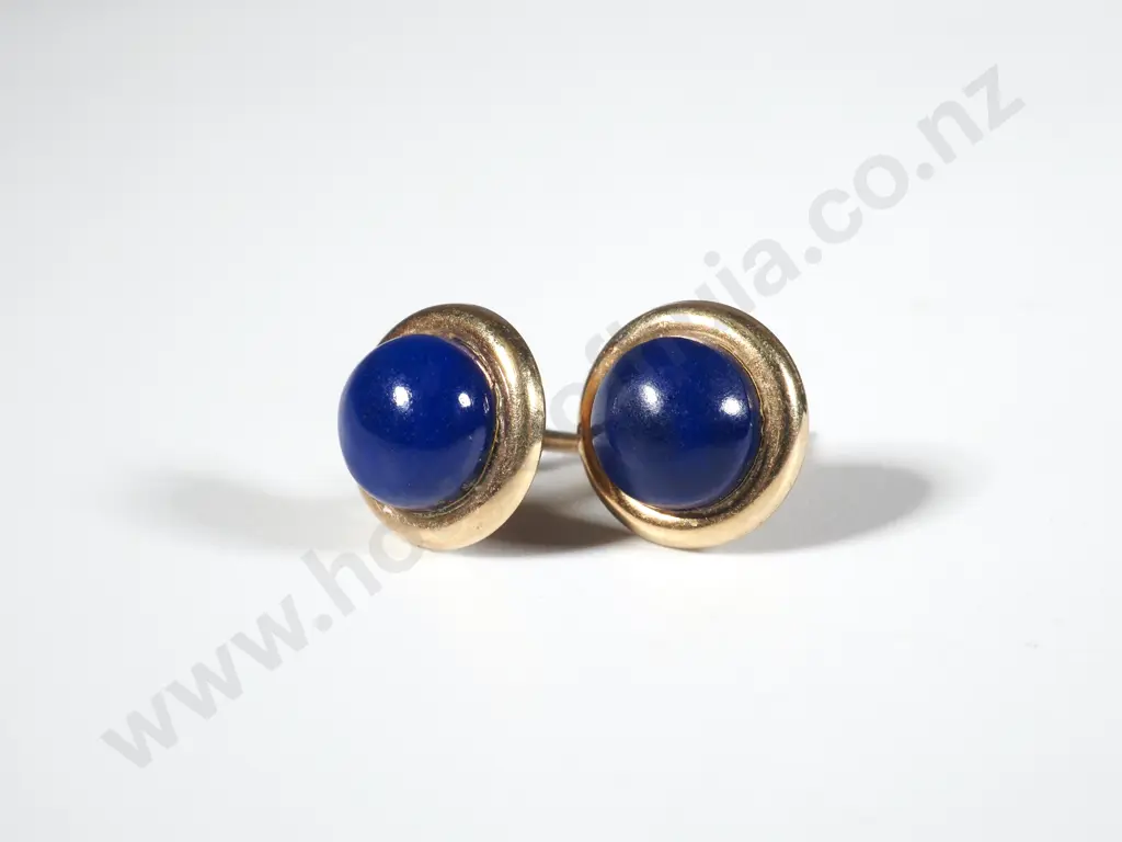 9ct Gold Lapis Earrings Image 1++