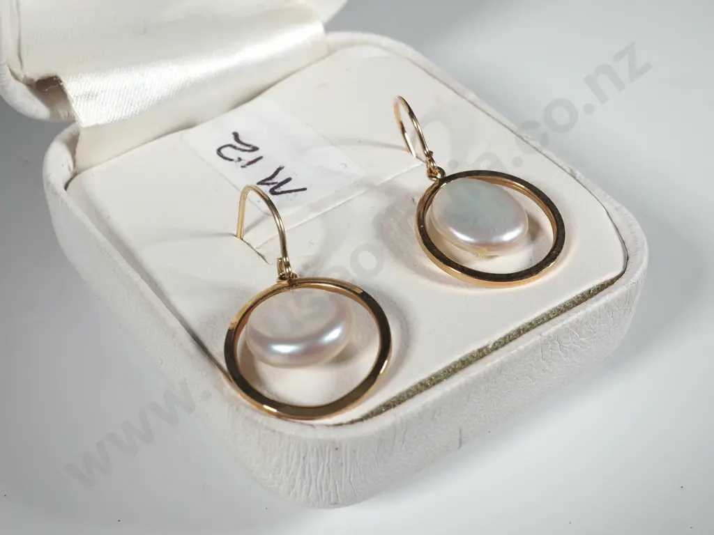 9ct Gold Mother of Pearl Earrings Image 1++