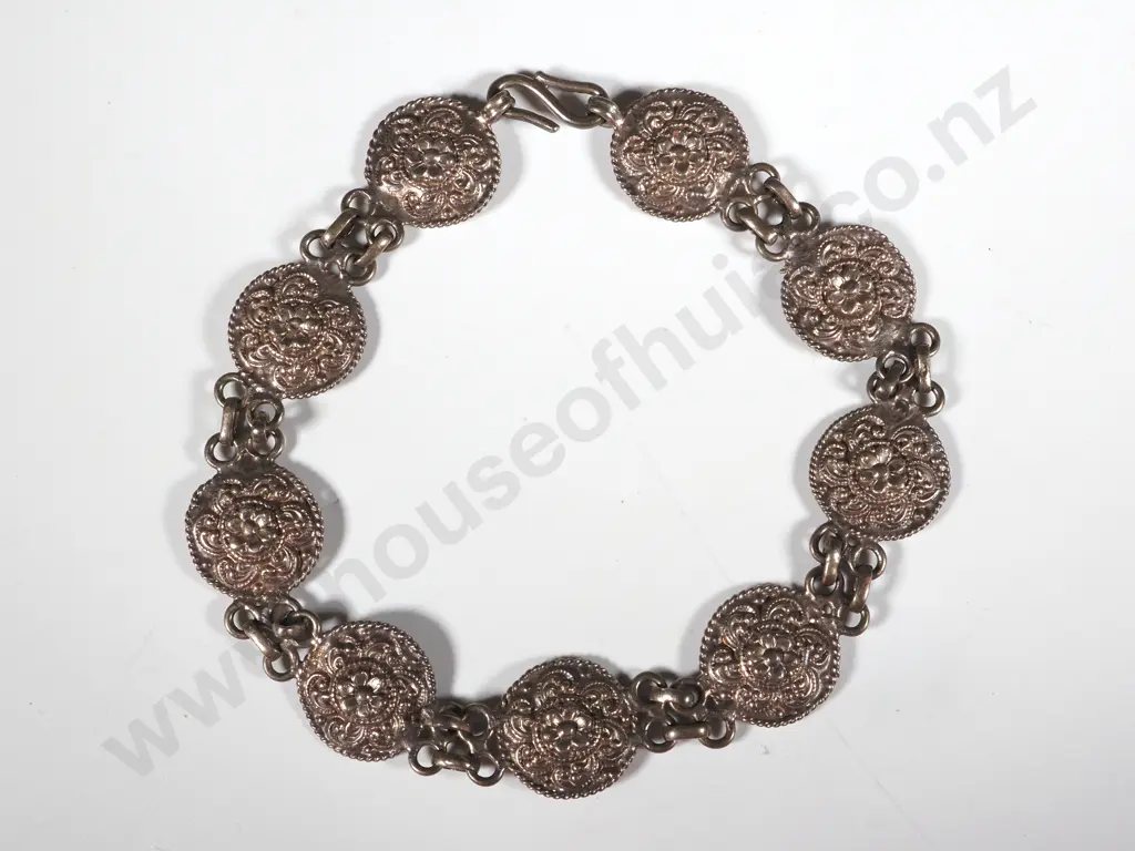 Sterling Silver Rose Medallion Bracelet Image 1++