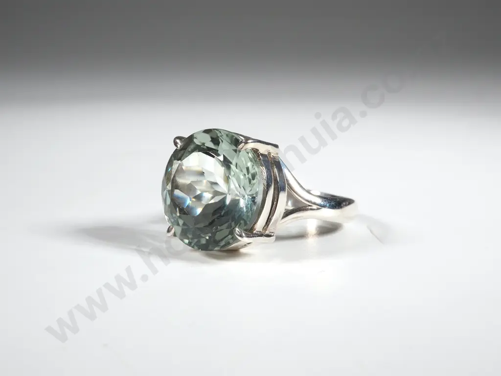 Sterling Silver &  Green Amethyst Ring Image 1++