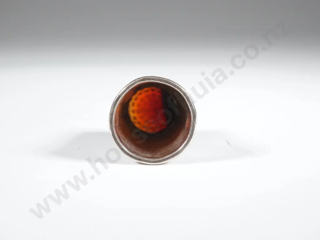 Sterling Silver Thimble with Red Cabochon Tip . Maker HG&F Image 1++