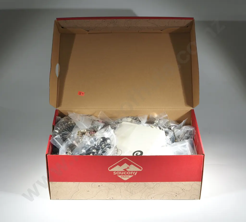 Shoe Box of Assorted Costume Jewellery Image 1++