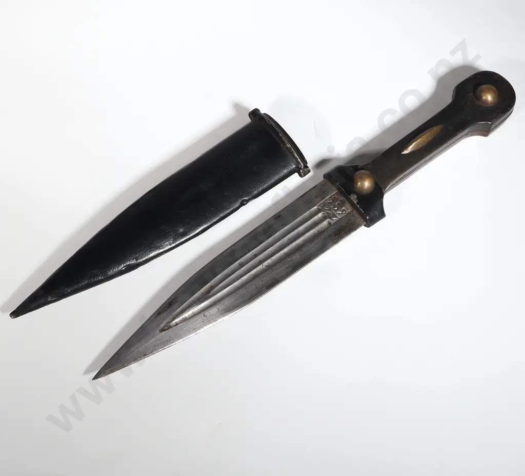 Antique Cossack Dagger w Ebony Handle & Sheath. Blade N959 Image 1++