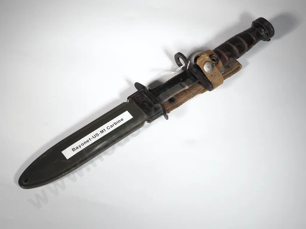 US M1 Carbine Bayonet - Heavily Sharpened - Made in Japan in US M8A1 Scabbard   Image 1++