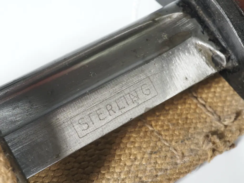 Sterling Submachine Bayonet w Scabbard & Frog  Image 1++