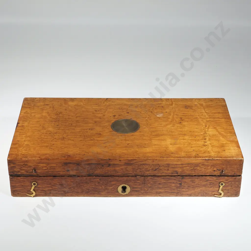 English Manufacture Pistol Case w Bullet Mould / Bag Flask A/F / Tin of Caps - Relined Image 1++