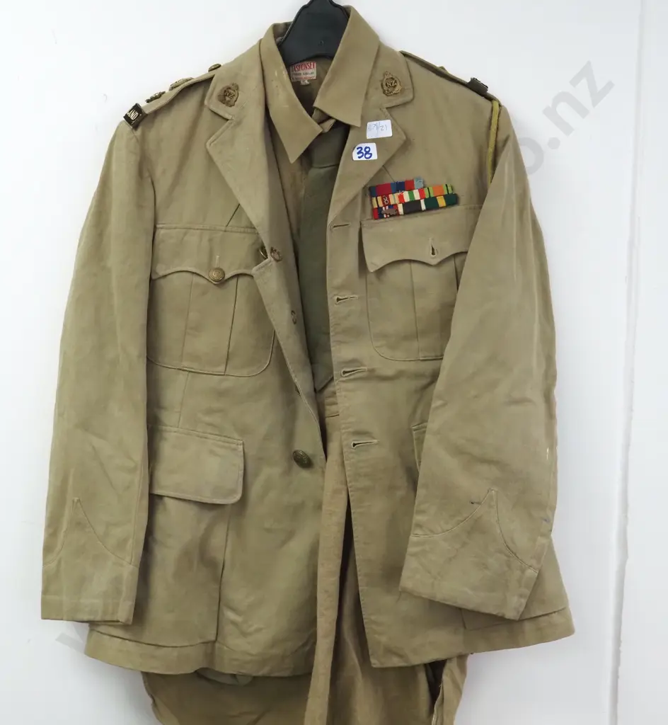 WW2 Jacket, Trousers, Shirt, Tie, & Whistle (Whistle damaged) to Lt Col. O Bracegirdle w DSO Ribbon Bar Image 1++