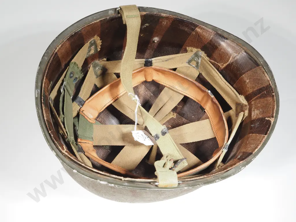 WW2 American M1 Helmet w Original Liner & Strap Image 1++