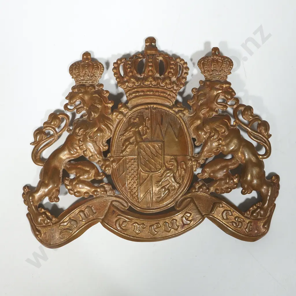 WWI Bavaria Spiked Helmet Pickelhaube Front Plate Emblem In Treue Fest for Officers Image 1++