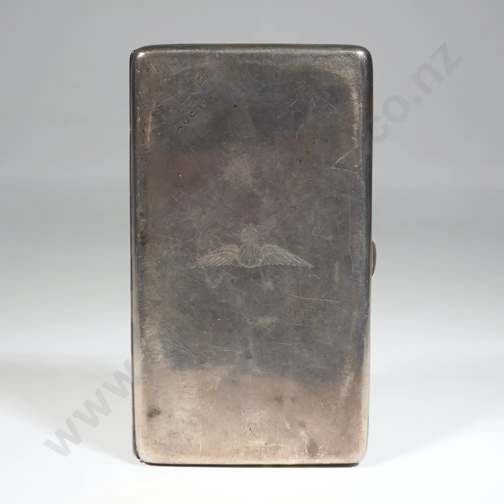 1918 Stirling Silver RAF Cigarette Case. Image 1++
