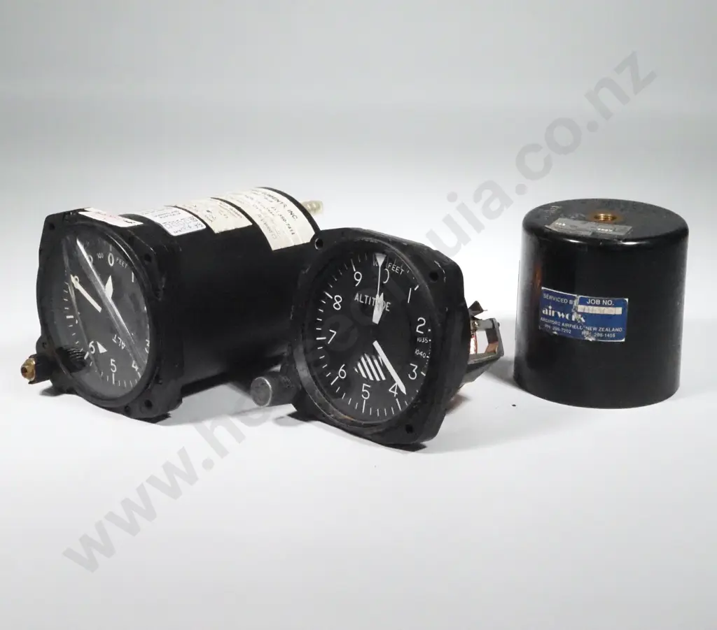 Two Aircraft Altimeters - One w Broken Glass & One w Broken Case. Image 1++