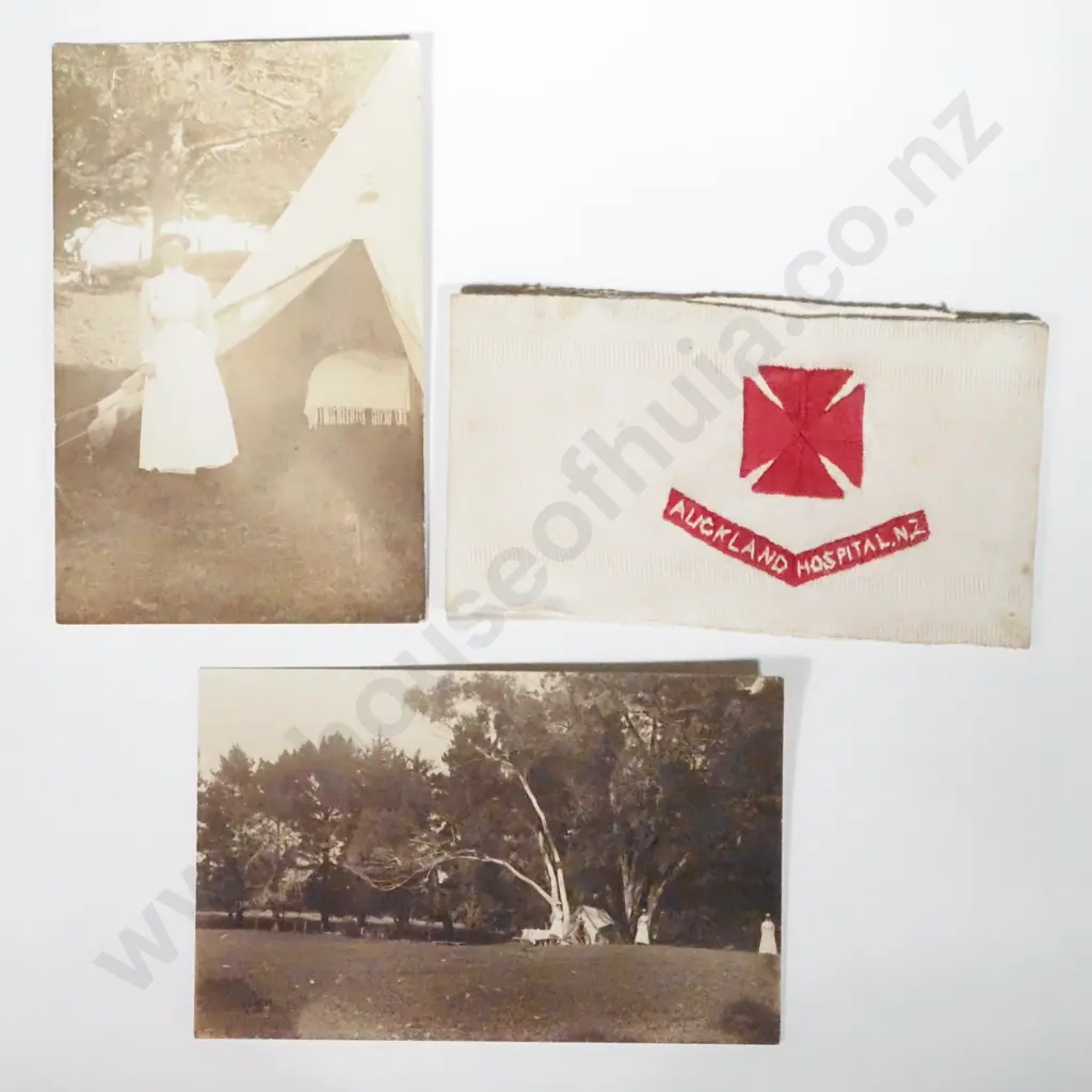 Two Early Mary Humphries Postcards & an Early Auckland Hospital Nurse's Belt. Image 1++