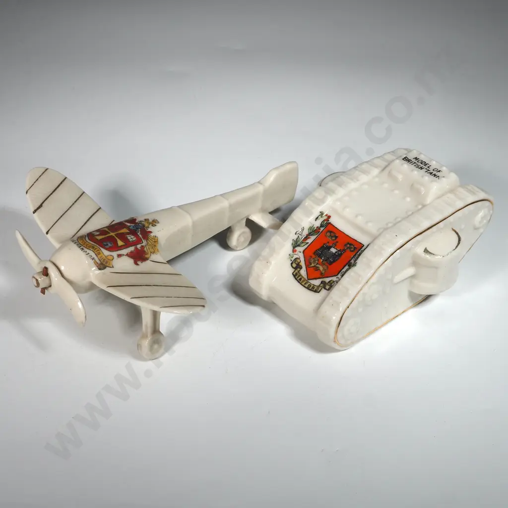 Bone China War Memorabilia - Plane (Wolverhamton), Tank (Stafford). Image 1++