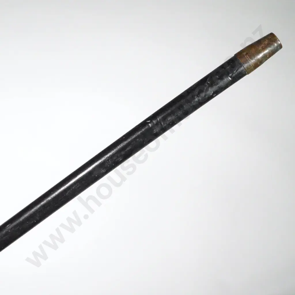 Black Can Swagger Stick w Brass Base Tip & Nickel Top Mount. Image 1++