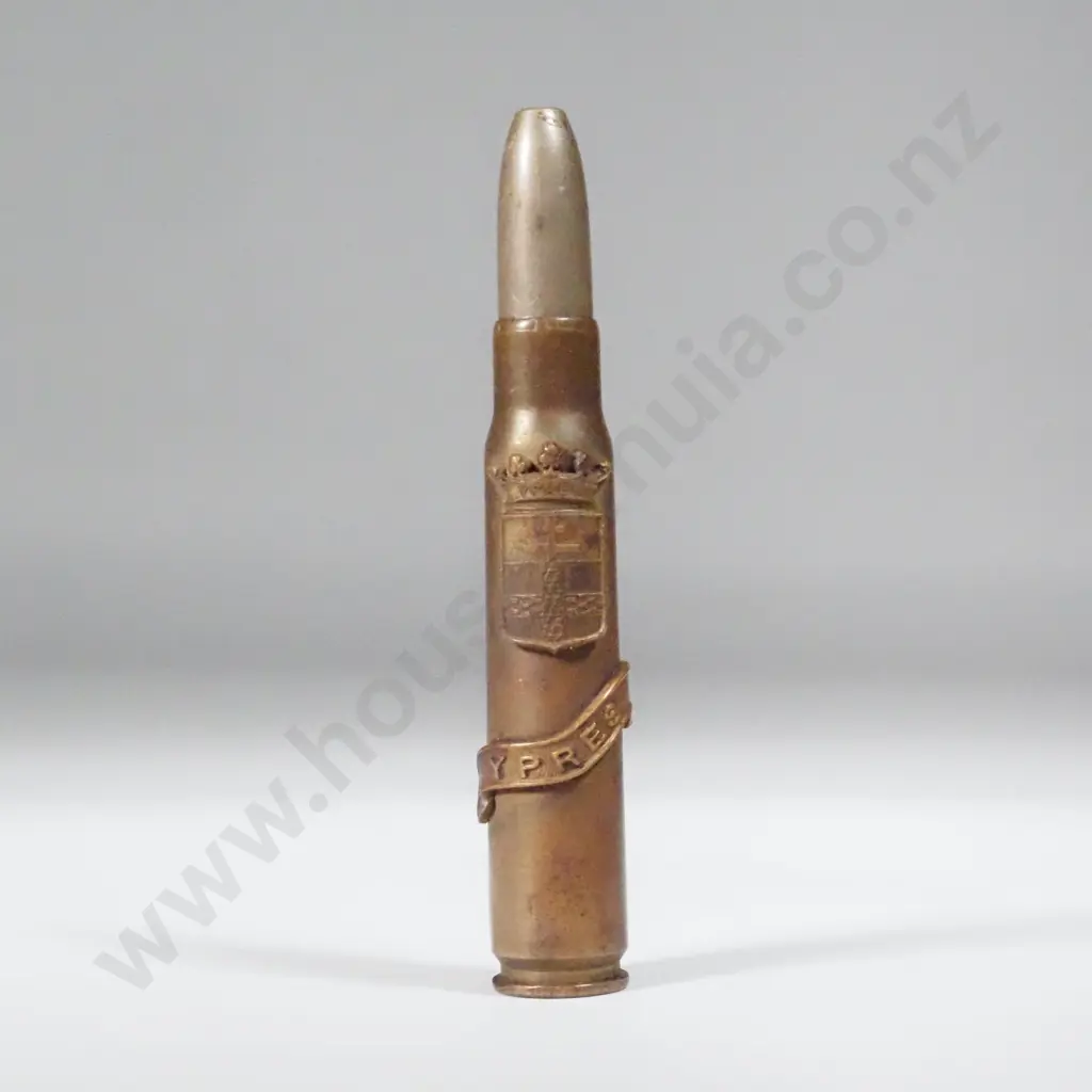 8mm Cartridge Case Souvenir of Ypres w Bullet Knife. Image 1++