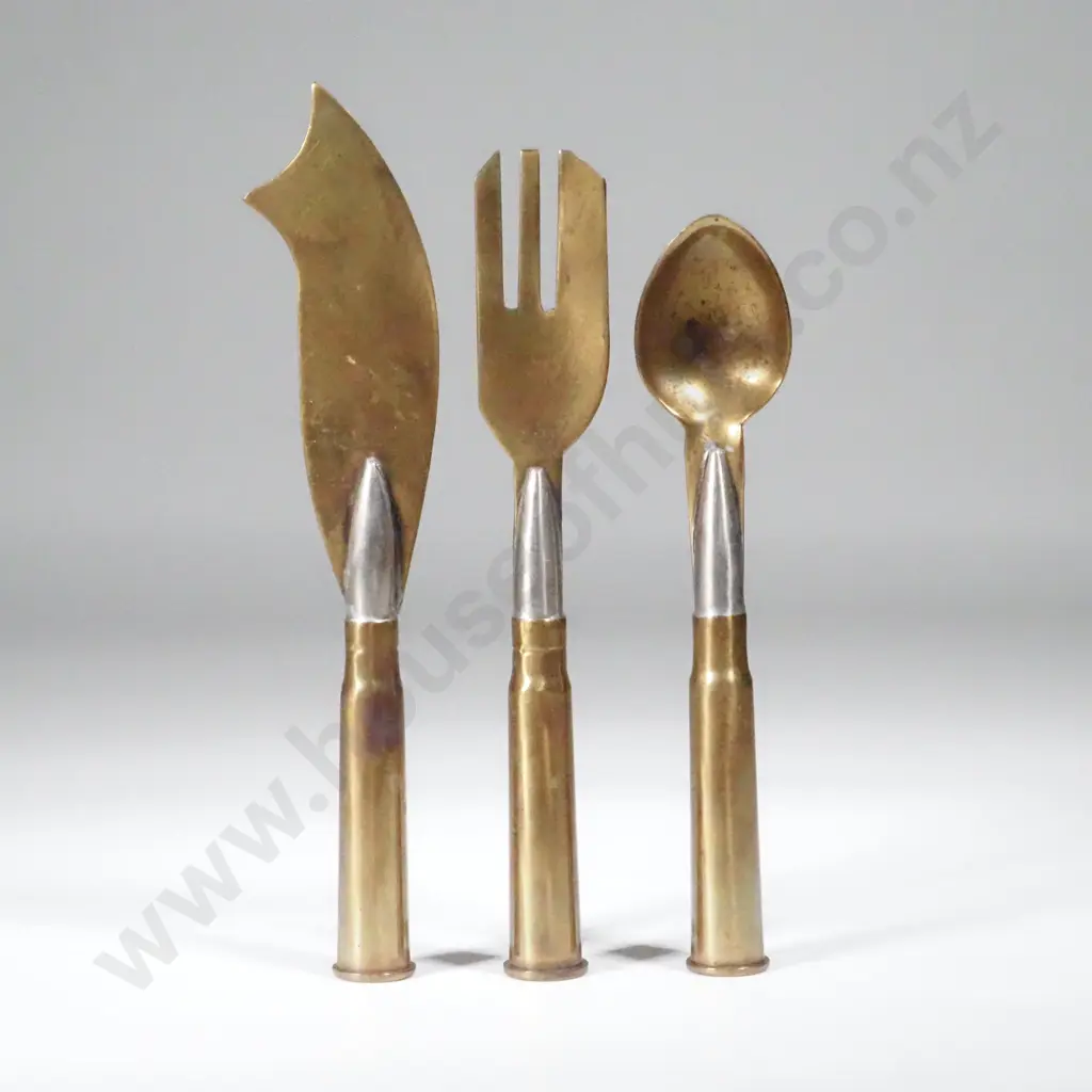 WWII Trench Art - Knife Fork & Spoon. Image 1++