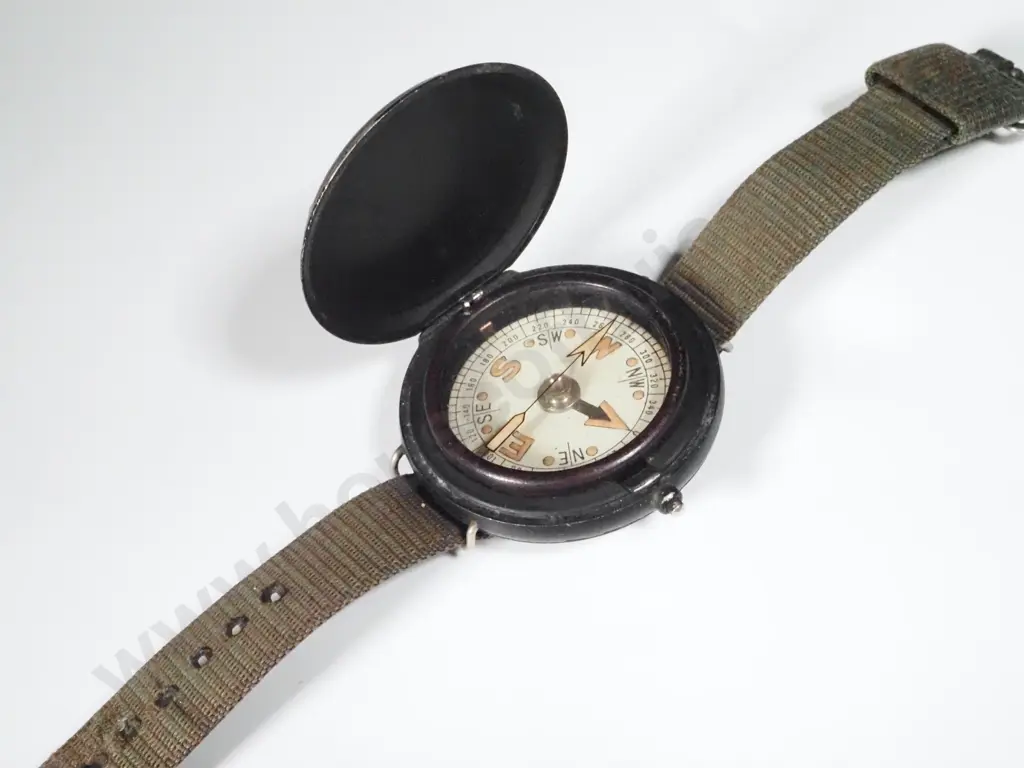 British Military Wrist Compass w Nylon Strap. Unnamed & Undated.  Possibly WWII Image 1++