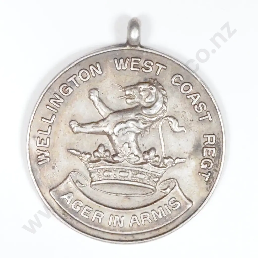 1926 Wellington West Coast Regt Sterling SIlver Boxing Championship Prize Medal - Won by J Webb Image 1++