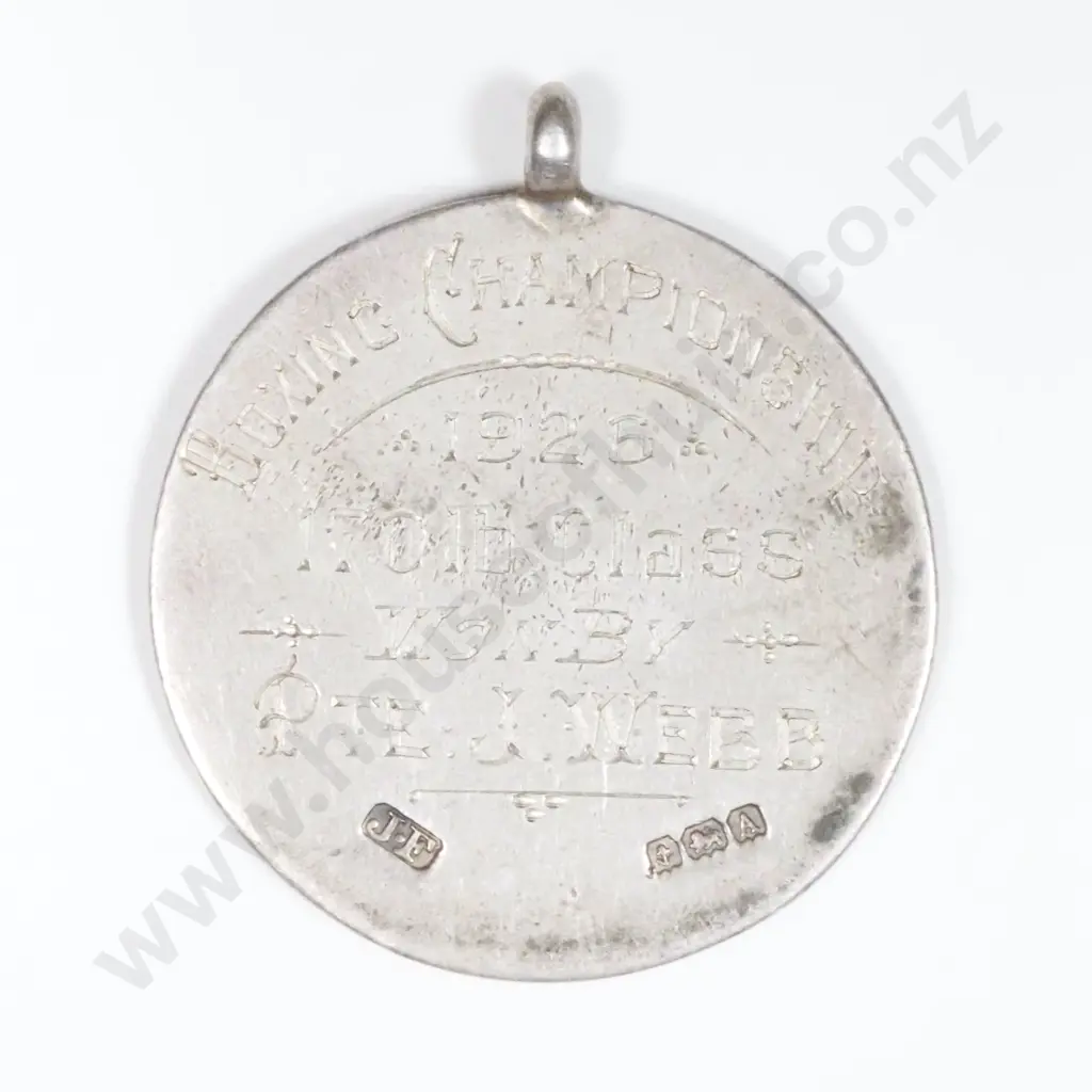 1926 Wellington West Coast Regt Sterling SIlver Boxing Championship Prize Medal - Won by J Webb Image 1++