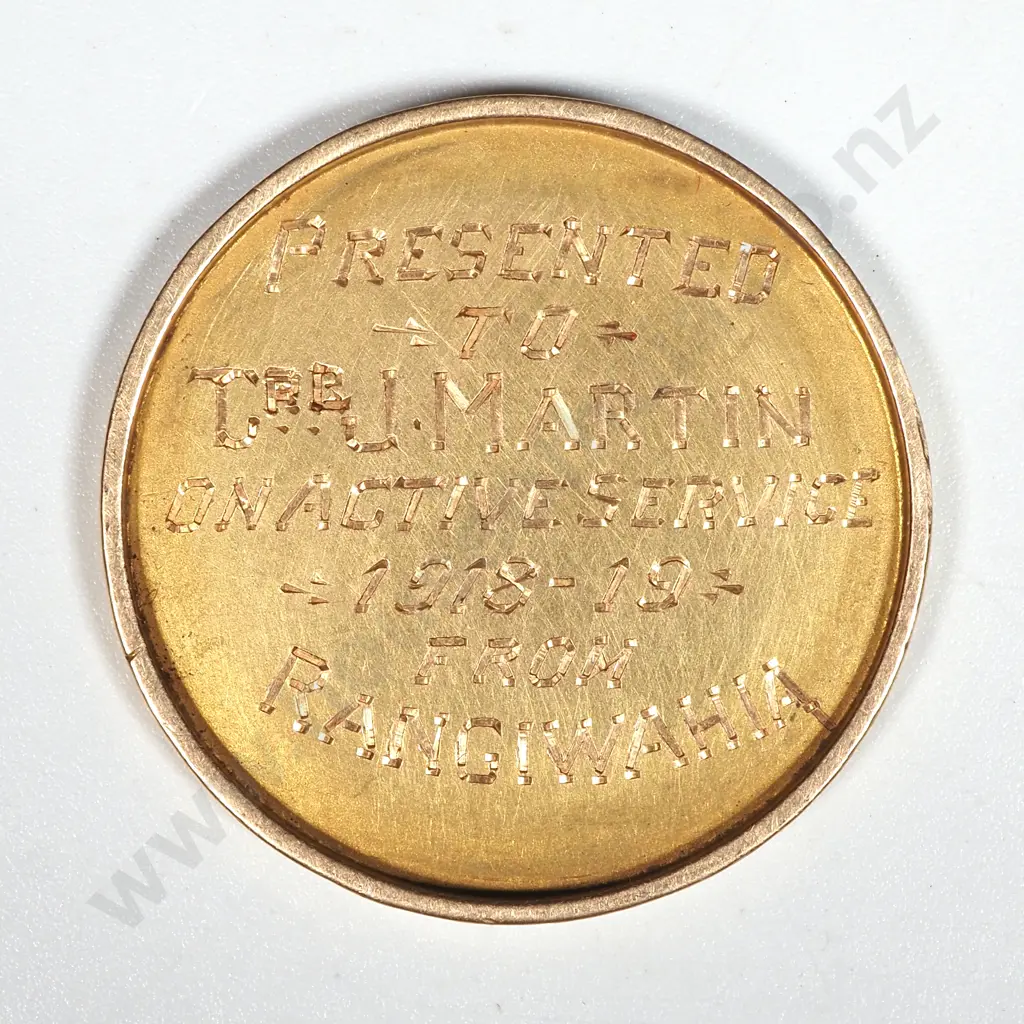 WW1 New Zealand Return Fob to Trooper J Martin from Rangiwahia Image 1++