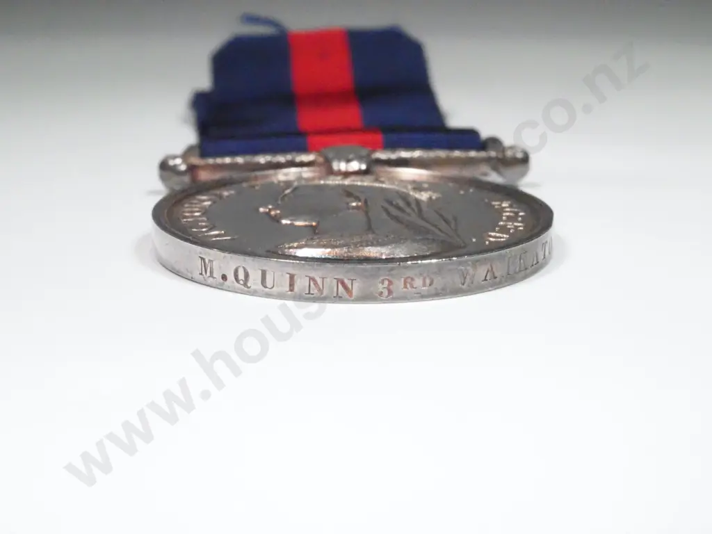New Zealand War Medal Dated 1861 to 1866 Awarded to M. Quinn, Third Waikato Regiment Image 1++