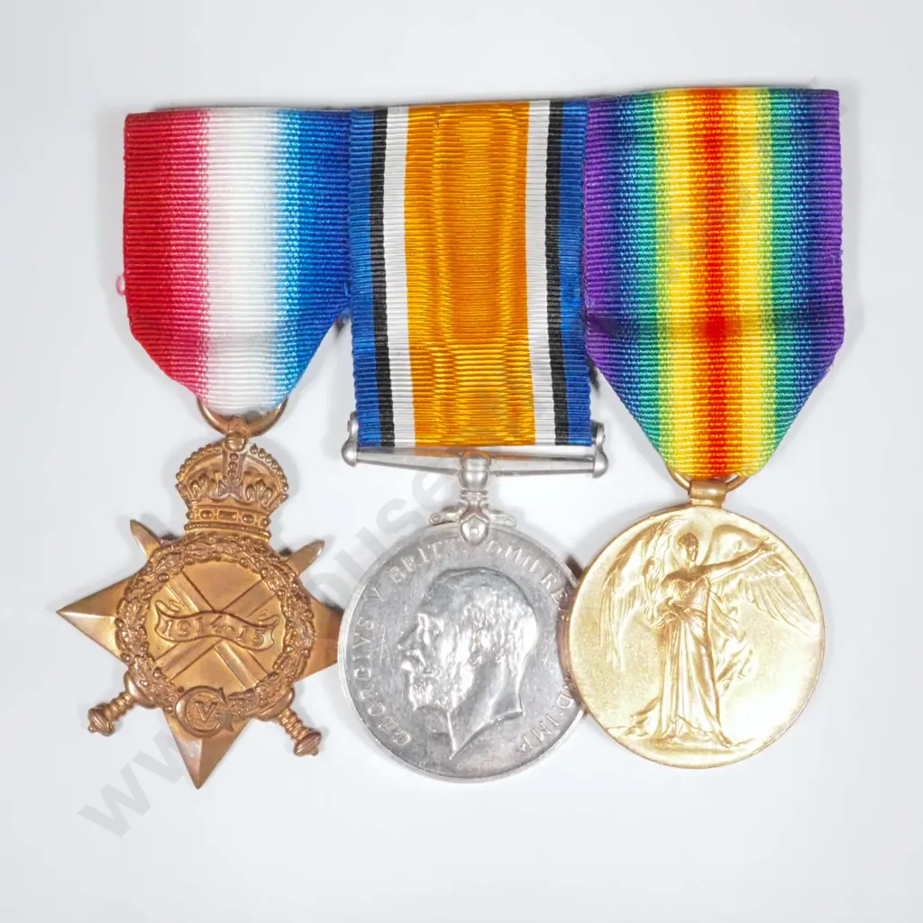 WWI British Medal Trio to 12587 Pte A C Bush Suffolk Regiment - KIA. Image 1++
